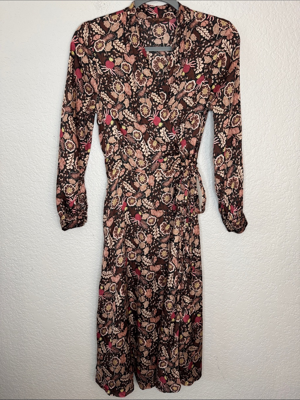 Scotch & Soda Brown Floral Pineapple Midi Maxi Wrap Dress XS - Picture 2 of 9